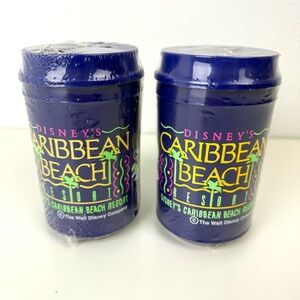 2 1990s Mickey Disney's Caribbean Beach Resort Blue Cup w/Lid by Aladdin 12oz